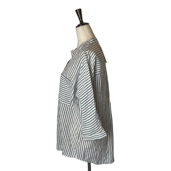 Ellison Blue And‎ White Striped Cotton Bell Sleeves Button Front Blouse Size S - Picture 4 of 13